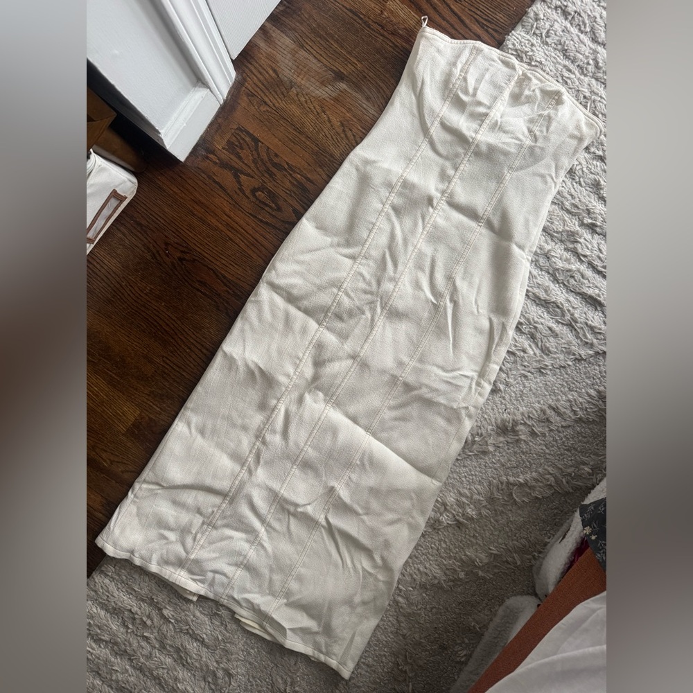 Strapless cream denim Zara dress